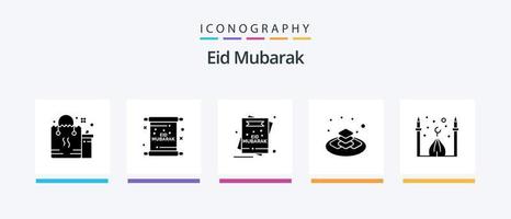 pacote de ícones eid mubarak glyph 5 incluindo lua. masjid. mubarak. mesquita. presente. design de ícones criativos vetor