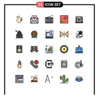 25 ícones criativos, sinais e símbolos modernos de fotografia, correio de fotos, rádio vintage, elementos de design de vetores editáveis