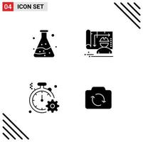 4 ícones criativos, sinais modernos e símbolos de poluição, engenharia de arquitetura rápida, engrenagem, elementos de design de vetores editáveis