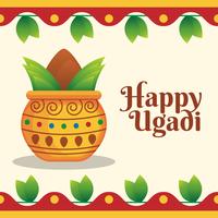 Happy Ugadi Greeting Card para modelos de férias vetor