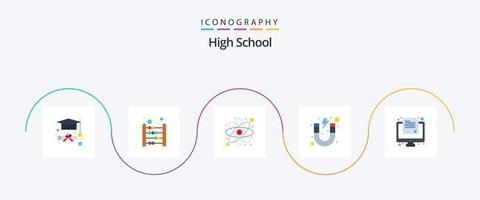 pacote de ícones plana 5 do ensino médio, incluindo online. estudar. Educação. escola. aprender vetor