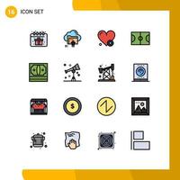 conjunto de 16 símbolos de símbolos de interface do usuário modernos para dinheiro em dinheiro campo de negócios médicos elementos de design de vetores criativos editáveis