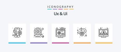 pacote de ícones ux e ui linha 5 incluindo perfil. conta. projeto. lugar. mapa. design de ícones criativos vetor