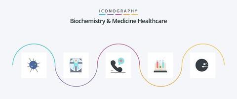 bioquímica e medicina saúde plano 5 pacote de ícones incluindo reprodução. processo. telefone. médico. laboratório vetor