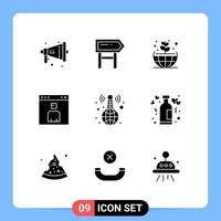 9 ícones criativos sinais e símbolos modernos de transmissão de elementos de design de vetores editáveis do navegador de página da terra de pessoas