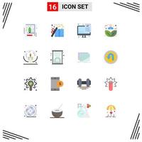 conjunto de 16 símbolos de símbolos de ícones de interface do usuário modernos para arquivos de harmonia estelar da humanidade pessoa pacote editável de elementos de design de vetores criativos