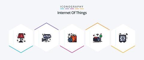 internet das coisas 25 pacote de ícones de linha preenchida, incluindo ferramentas de negócios. Wi-fi. tecnologia. inteligente. inteligente vetor