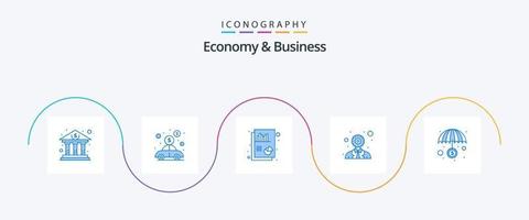 economia e pacote de ícones azul 5 de negócios, incluindo seguro. do utilizador. gráfico. teste. critério vetor