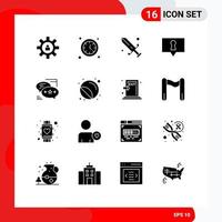conjunto de 16 ícones de interface do usuário modernos, símbolos, sinais para mensagens, comunicação, esgrima, bate-papo, elementos de design de vetores editáveis privados