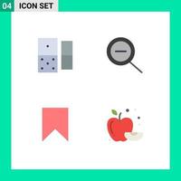 conjunto moderno de pictograma de 4 ícones planos de etiqueta de cassino fora elementos de design de vetores editáveis de comida do instagram