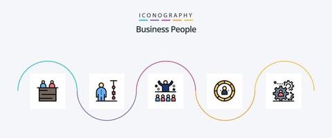 linha de pessoas de negócios cheia de pacote de ícones de 5 planos, incluindo gerenciamento. dados. pessoas. gráfico. motivação vetor