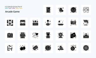 Pacote de ícones de glifo sólido de 25 arcades vetor
