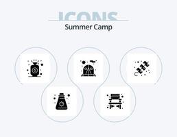 pacote de ícones de glifos de acampamento de verão 5 design de ícones. viagem. feriados. cozinhar. acampamento. cadeira vetor