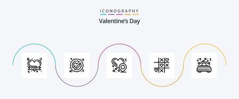 Pacote de ícones da linha 5 do dia dos namorados, incluindo casado. cama. localização do coração. namorados. coração vetor