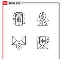 grupo de símbolos de ícone universal de 4 cores planas de linhas preenchidas modernas de processo de venda de mensagem de compras elementos de design de vetores editáveis de natal