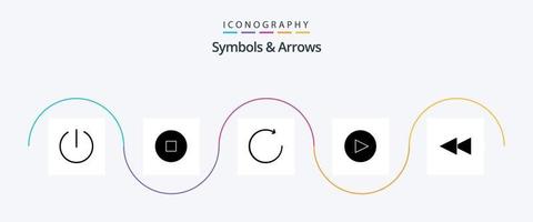 símbolos e setas glifo 5 pacote de ícones incluindo . círculo. vetor