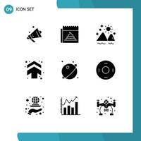 conjunto de 9 sinais de símbolos de ícones de interface do usuário modernos para astronomia setas de paisagem elementos de design de vetores editáveis de verão