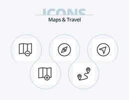mapas e ícone de linha de viagem pack 5 design de ícone. . . navegação. viagem. localização vetor