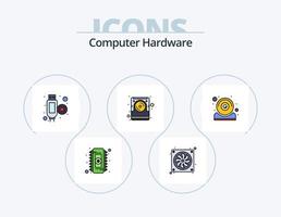 linha de hardware de computador cheia de ícones do pacote 5 design de ícones. . fone de ouvido. hardware. hardware. fã vetor