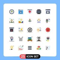 grupo de símbolos de ícone universal de 25 cores planas modernas de elementos de design de vetores editáveis de ebook de aprendizagem na web