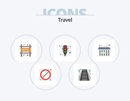 pacote de ícones planos de viagem 5 design de ícones. férias. calendário. alojamento. sinal. luz vetor