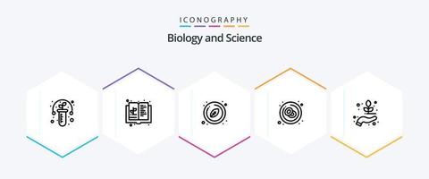 pacote de ícones de 25 linhas de biologia, incluindo vermelho. célula. conhecimento. Câncer. orgânico vetor