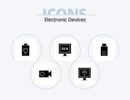 design de ícone do pacote de ícones de glifo de dispositivos 5. tecnologia. eletrônicos. cobrar. conector de wifi. televisão vetor