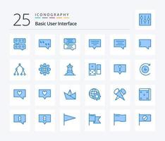 pacote básico de ícones de 25 cores azuis, incluindo rei. xadrez. mensagem. mundo. globo vetor