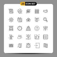 25 ícones criativos, sinais e símbolos modernos de anunciar elementos de design de vetores editáveis de campo de análise de grãos