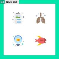 conjunto de 4 sinais de símbolos de ícones de interface do usuário modernos para catálogo de bulbo de anúncio, ideia de coração, elementos de design de vetores editáveis