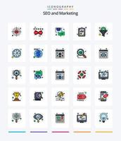 pacote de ícones cheios de linha seo 25 criativos, como filtro. análise de SEO. negócios. seo. análise vetor