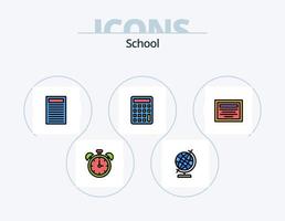 linha escolar cheia de ícones do pacote 5 design de ícones. . apontador. escola vetor