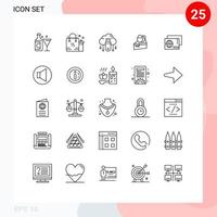 pacote de ícones vetoriais de estoque de 25 sinais e símbolos de linha para sobremesa de ovo eid bolo nuvem elementos de design de vetores editáveis