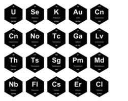 20 tabela periódica do design do pacote de ícones de elementos vetor