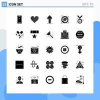 conjunto de 25 sinais de símbolos de ícones modernos da interface do usuário para romance, adultério, testes favoritos, estudo de elementos de design de vetores editáveis