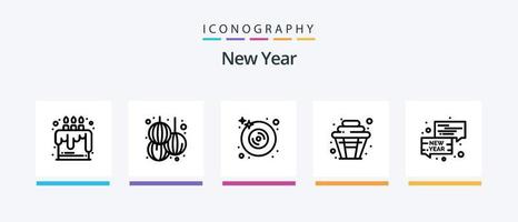 pacote de ícones de linha 5 de ano novo, incluindo convite. festa. calendário. luz. vela. design de ícones criativos vetor