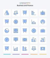 pacote de ícones azuis de finanças criativas 25, como costas. horizontal. finança. gráfico. apresentação vetor