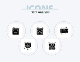 análise de dados glifo ícone pack 5 design de ícones. gráfico. estrela de classificação. negócios. rede. página vetor