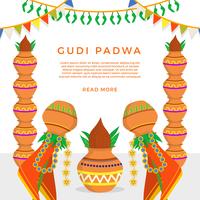 Ilustração vetorial plana de Gudi Padwa vetor