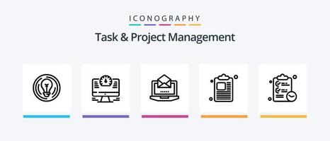 pacote de ícones de linha 5 de gerenciamento de tarefas e projetos, incluindo projetor. gráfico. bússola. gráfico. turista. design de ícones criativos vetor