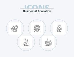 ícone de linha de negócios e educação pack 5 design de ícone. cérebro. ideia. mundialmente. tempo. lista vetor