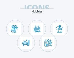 design de ícones do pacote de 5 ícones azuis de passatempos. . passatempo. hobbies. hobbies. hobbies vetor