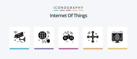 internet das coisas glifo 5 pacote de ícones incluindo internet das coisas. conexões. mundo. comunicações. coisas. design de ícones criativos vetor