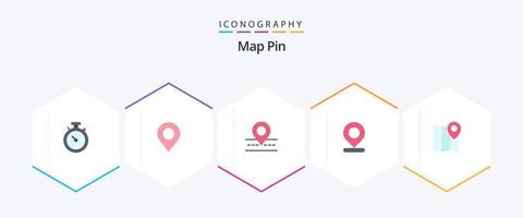 mapa pin 25 pacote de ícones planos incluindo . . localização. alfinete. mapa vetor