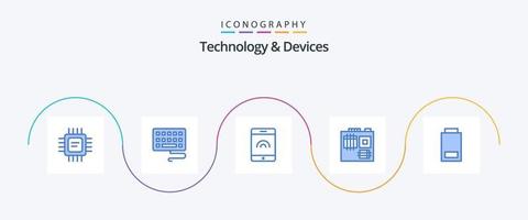 pacote de ícones de dispositivos azuis 5, incluindo . computador. status. dispositivos vetor