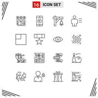 grupo de símbolos de ícone universal de 16 contornos modernos de corpo humano pontiter avatar transporte elementos de design de vetores editáveis