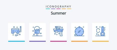 pacote de ícones de verão azul 5, incluindo verão. feriado. diversão. direção. água. design de ícones criativos vetor