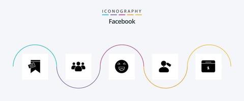 pacote de ícones do facebook glyph 5 incluindo data. trabalhar. bater papo. juba. marcação vetor