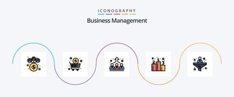 linha de gerenciamento de negócios cheia de pacote de 5 ícones planos, incluindo filtro. negócios. funcionário. estratégia. posição vetor
