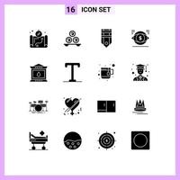 grupo de símbolos de ícone universal de 16 glifos sólidos modernos de visão distintivo de dinheiro etiqueta de dólar elementos de design de vetores editáveis